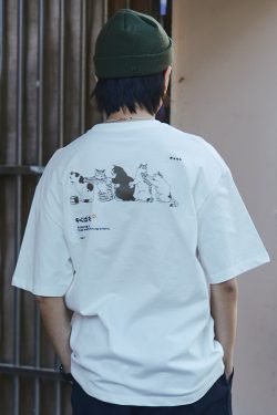 Y2K Grunge Japanese Cat T-Shirt - Retro 90S Summer Outfit, Pastel Goth, Y2K Fashion