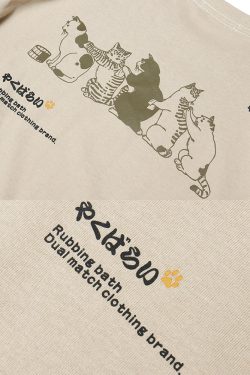 Y2K Grunge Japanese Cat T-Shirt - Retro 90S Summer Outfit, Pastel Goth, Y2K Fashion