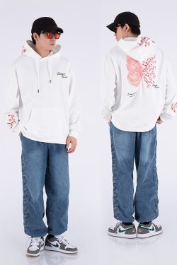 Y2K Grunge Japanese Cherry Blossom Hoodie - Retro 90S Fashion, Summer Y2K Outfits