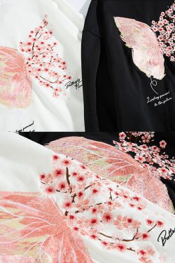 Y2K Grunge Japanese Cherry Blossom Hoodie - Retro 90S Fashion, Summer Y2K Outfits