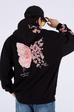 Y2K Grunge Japanese Cherry Blossom Hoodie - Retro 90S Fashion, Summer Y2K Outfits