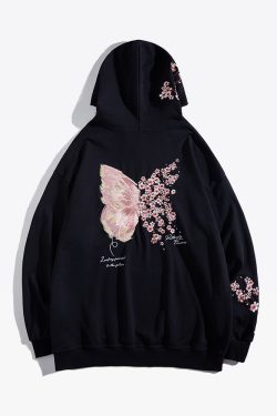Y2K Grunge Japanese Cherry Blossom Hoodie - Retro 90S Fashion, Summer Y2K Outfits