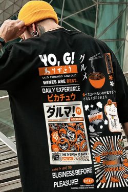 Y2K Grunge Japanese Streetwear Graphic Tee - Retro 90S Fashion, Summer Y2K Outfits