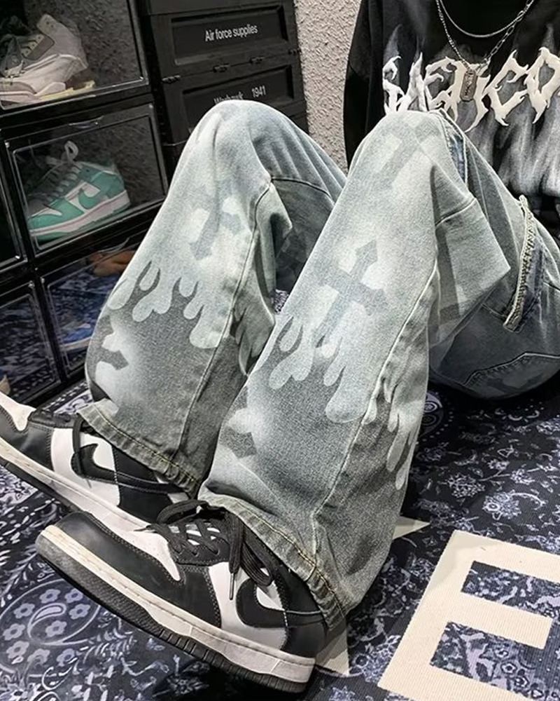 Y2K Grunge Jeans With Crosses - 90S Retro Style, Gothic Y2K, Summer Y2K Outfits Y2K Grunge Jeans With Crosses - 90S Retro Style, Gothic Y2K, Summer Y2K Outfits