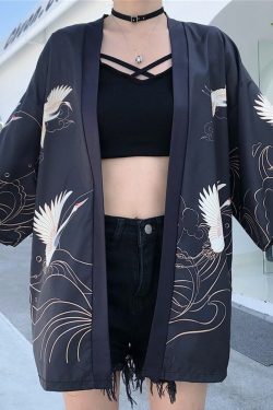 Y2K Grunge Kimono Jacket - Retro 90S Fashion, Summer Y2K Outfits, Gothic Y2K Style