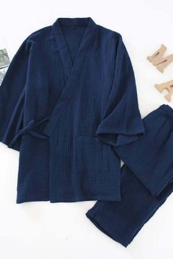Y2K Grunge Kimono Set: 100% Cotton Pajamas, Retro 90S Couple Yukata, Loose Fit Home Service Suit
