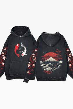 Y2K Grunge Koi Fish Hoodie - Retro 90S Fashion, Summer Y2K Outfits, Pastel Goth Style