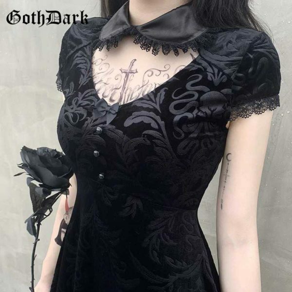 Y2K Grunge Lace Patch Work Dress - 90S Fashion, Retro Style, Summer Y2K Outfits, Gothic Y2K