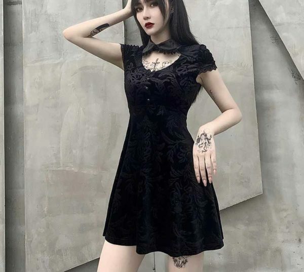 Y2K Grunge Lace Patch Work Dress - 90S Fashion, Retro Style, Summer Y2K Outfits, Gothic Y2K