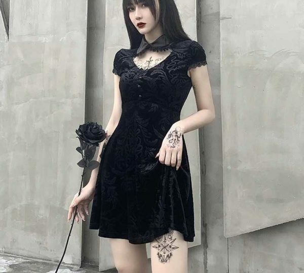 Y2K Grunge Lace Patch Work Dress - 90S Fashion, Retro Style, Summer Y2K Outfits, Gothic Y2K