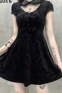 Y2K Grunge Lace Patch Work Dress - 90S Fashion, Retro Style, Summer Y2K Outfits, Gothic Y2K