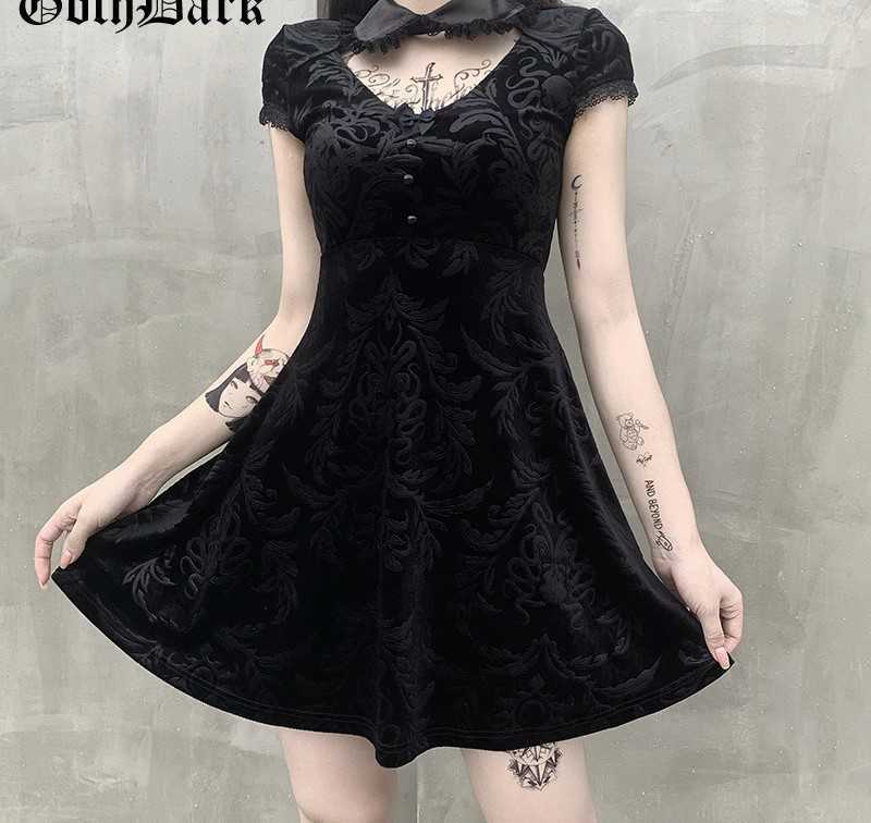 Y2K Grunge Lace Patch Work Dress - 90S Fashion, Retro Style, Summer Y2K Outfits, Gothic Y2K