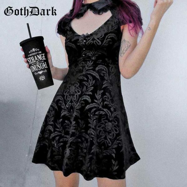 Y2K Grunge Lace Patch Work Dress - 90S Fashion, Retro Style, Summer Y2K Outfits, Gothic Y2K
