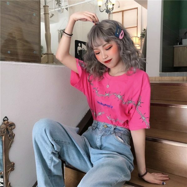 Y2K Grunge Letter Print Shirt - 90S Fashion, Retro Style, Y2K Summer Outfits, Baby Tees Y2K Y2K Grunge Letter Print Shirt - 90S Fashion, Retro Style, Y2K Summer Outfits, Baby Tees Y2K