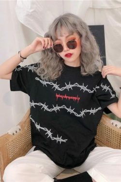 Y2K Grunge Letter Print Shirt - 90S Fashion, Retro Style, Y2K Summer Outfits, Baby Tees Y2K