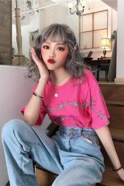 Y2K Grunge Letter Print Shirt - 90S Fashion, Retro Style, Y2K Summer Outfits, Baby Tees Y2K