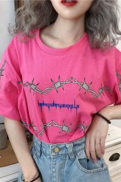 Y2K Grunge Letter Print Shirt - 90S Fashion, Retro Style, Y2K Summer Outfits, Baby Tees Y2K