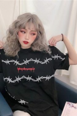 Y2K Grunge Letter Print Shirt - 90S Fashion, Retro Style, Y2K Summer Outfits, Baby Tees Y2K