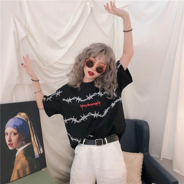 Y2K Grunge Letter Print Shirt - 90S Fashion, Retro Style, Y2K Summer Outfits, Baby Tees Y2K Y2K Grunge Letter Print Shirt - 90S Fashion, Retro Style, Y2K Summer Outfits, Baby Tees Y2K