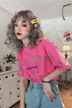 Y2K Grunge Letter Print Shirt - 90S Fashion, Retro Style, Y2K Summer Outfits, Baby Tees Y2K