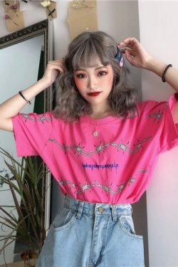 Y2K Grunge Letter Print Shirt - 90S Fashion, Retro Style, Y2K Summer Outfits, Baby Tees Y2K