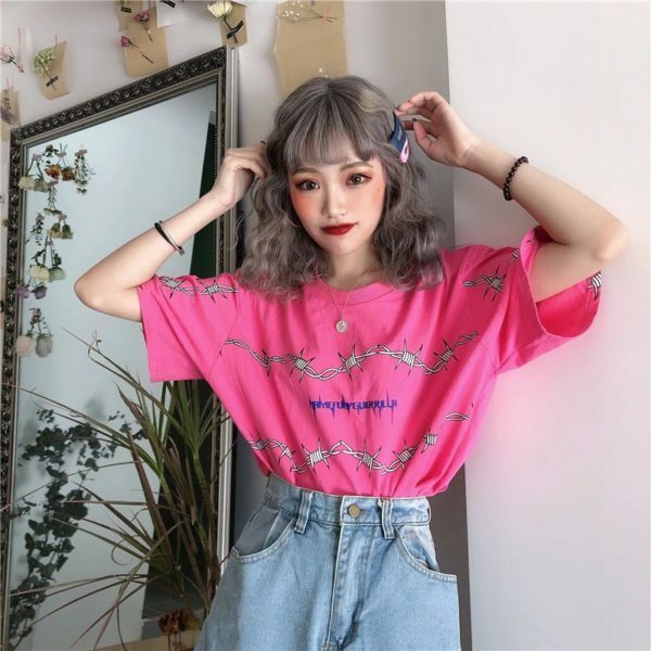 Y2K Grunge Letter Print Shirt - 90S Fashion, Retro Style, Y2K Summer Outfits, Baby Tees Y2K Y2K Grunge Letter Print Shirt - 90S Fashion, Retro Style, Y2K Summer Outfits, Baby Tees Y2K