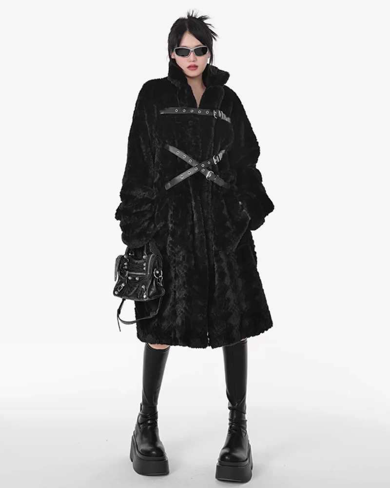 Y2K Grunge Long Black Faux Fur Coat - Retro 90S Fashion, Gothic Y2K, Party & Club Outfits Y2K Grunge Long Black Faux Fur Coat - Retro 90S Fashion, Gothic Y2K, Party & Club Outfits