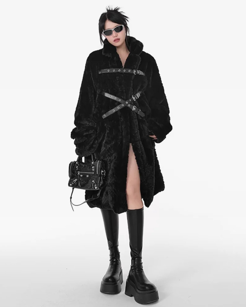 Y2K Grunge Long Black Faux Fur Coat - Retro 90S Fashion, Gothic Y2K, Party & Club Outfits Y2K Grunge Long Black Faux Fur Coat - Retro 90S Fashion, Gothic Y2K, Party & Club Outfits