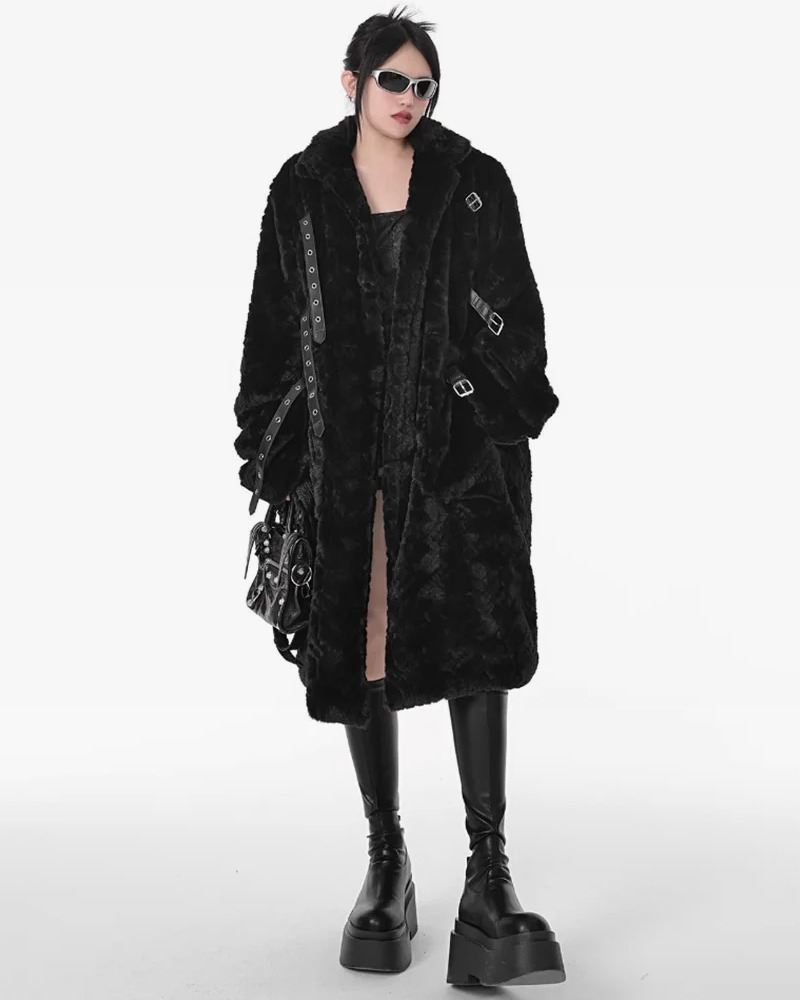 Y2K Grunge Long Black Faux Fur Coat - Retro 90S Fashion, Gothic Y2K, Party & Club Outfits Y2K Grunge Long Black Faux Fur Coat - Retro 90S Fashion, Gothic Y2K, Party & Club Outfits