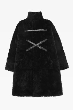 Y2K Grunge Long Black Faux Fur Coat - Retro 90S Fashion, Gothic Y2K, Party & Club Outfits