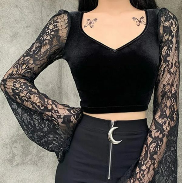 Y2K Grunge Long Sleeve Crop Top - Retro 90S Fashion, Summer Outfits, And Party Looks Y2K Grunge Long Sleeve Crop Top - Retro 90S Fashion, Summer Outfits, And Party Looks