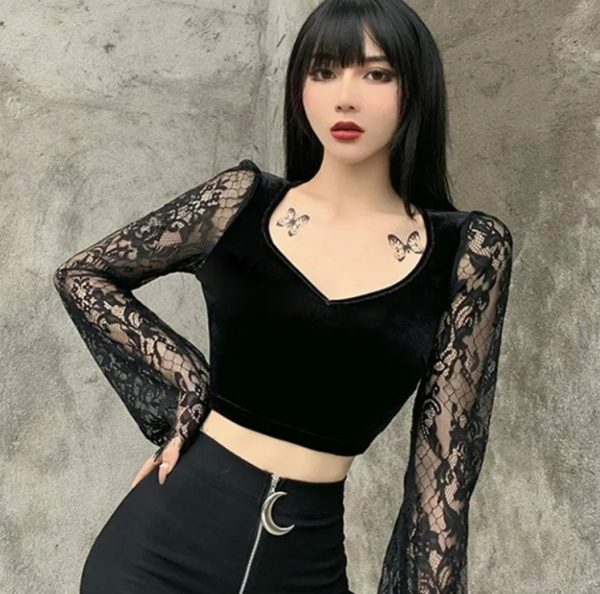 Y2K Grunge Long Sleeve Crop Top - Retro 90S Fashion, Summer Outfits, And Party Looks Y2K Grunge Long Sleeve Crop Top - Retro 90S Fashion, Summer Outfits, And Party Looks