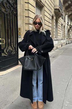 Y2K Grunge Long Woolen Coat - Double Breasted, Lapel, Pockets, High Street Winter Outwear