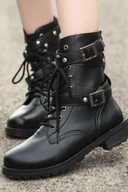 Y2K Grunge Low Heel Ankle Boots - Retro 90S Fashion, Gothic Y2K, Summer Y2K Outfits