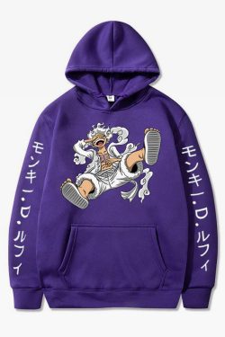 Y2K Grunge Luffy Gear 5 Hoodie - Retro 90S Fashion, Summer Y2K Outfits, Pastel Goth Style