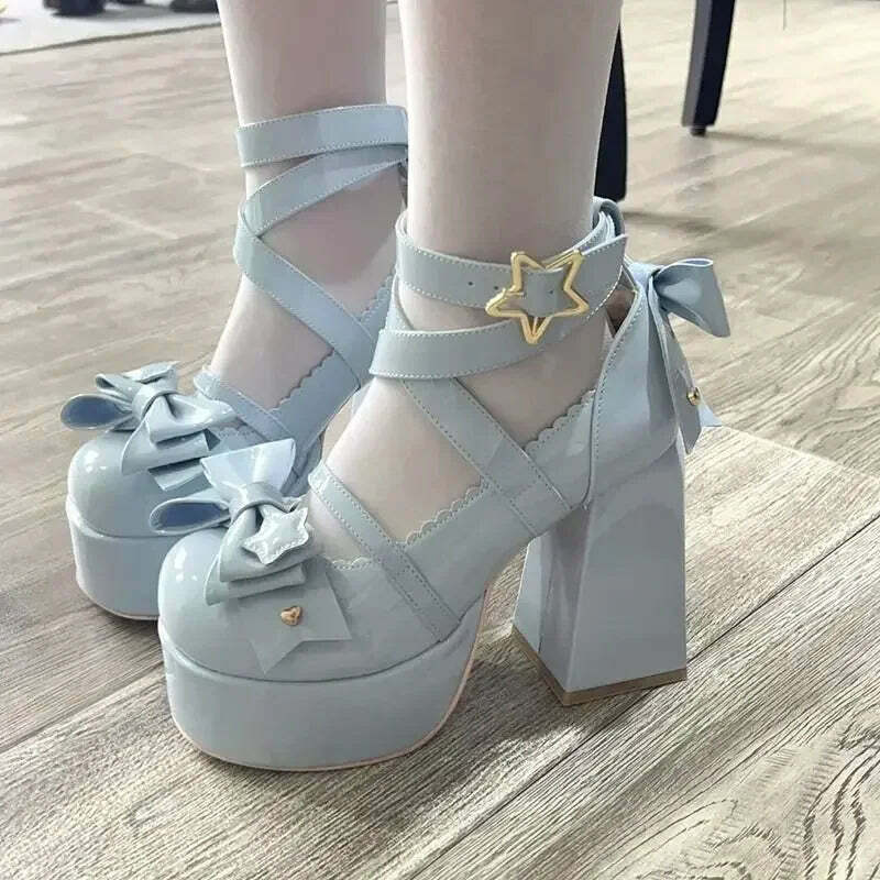 Y2K Grunge Mary Janes - Star Buckle Lolita Platform Shoes, Cute Bow-Knot Kawaii Designer Footwear Y2K Grunge Mary Janes - Star Buckle Lolita Platform Shoes, Cute Bow-Knot Kawaii Designer Footwear