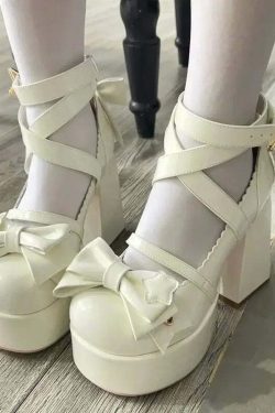 Y2K Grunge Mary Janes - Star Buckle Lolita Platform Shoes, Cute Bow-Knot Kawaii Designer Footwear