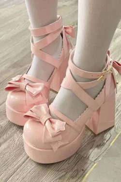 Y2K Grunge Mary Janes - Star Buckle Lolita Platform Shoes, Cute Bow-Knot Kawaii Designer Footwear