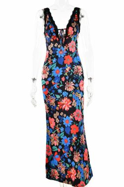 Y2K Grunge Maxi Dress - Retro 90S Summer Outfit, Gothic Y2K Fashion, Pastel Goth Style