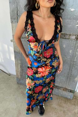 Y2K Grunge Maxi Dress - Retro 90S Summer Outfit, Gothic Y2K Fashion, Pastel Goth Style