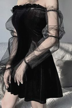 Y2K Grunge Mesh Vintage Dress - 90S Fashion, Retro Style, Summer Y2K Outfits, Pastel Goth