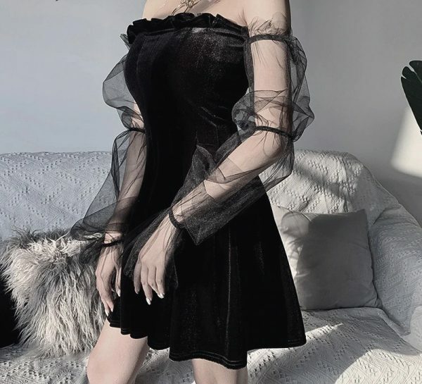 Y2K Grunge Mesh Vintage Dress - 90S Fashion, Retro Style, Summer Y2K Outfits, Pastel Goth