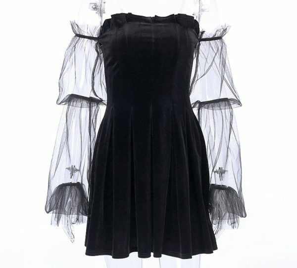 Y2K Grunge Mesh Vintage Dress - 90S Fashion, Retro Style, Summer Y2K Outfits, Pastel Goth