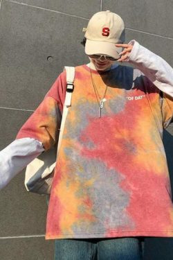 Y2K Grunge Mixed Colors Tie Dye T-Shirt - Retro 90S Fashion, Summer Y2K Outfits