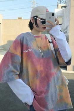Y2K Grunge Mixed Colors Tie Dye T-Shirt - Retro 90S Fashion, Summer Y2K Outfits
