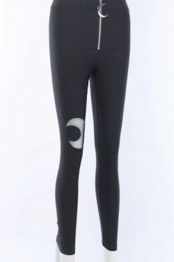 Y2K Grunge Moon High Waist Pencil Pants - 90S Fashion, Retro Style, Summer Y2K Outfits