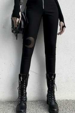 Y2K Grunge Moon High Waist Pencil Pants - 90S Fashion, Retro Style, Summer Y2K Outfits