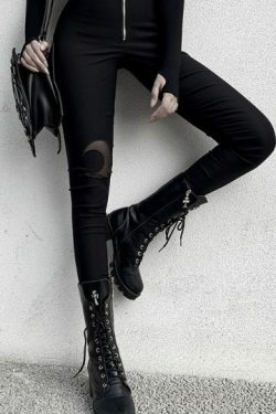 Y2K Grunge Moon High Waist Pencil Pants - 90S Fashion, Retro Style, Summer Y2K Outfits