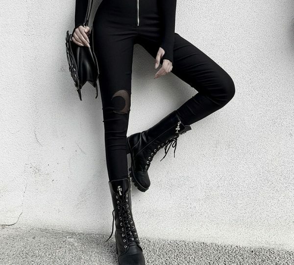 Y2K Grunge Moon High Waist Pencil Pants - 90S Fashion, Retro Style, Summer Y2K Outfits