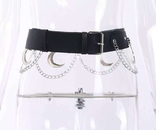 Y2K Grunge Moon Pendant Metal Chain Belt - 90S Fashion, Retro Style, Gothic Y2K Accessory Y2K Grunge Moon Pendant Metal Chain Belt - 90S Fashion, Retro Style, Gothic Y2K Accessory